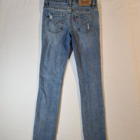 Levi’s 711 Skinny Jeans 8 Slim Distressed Blue Denim Stretch Mid Rise - Picture 2 of 7